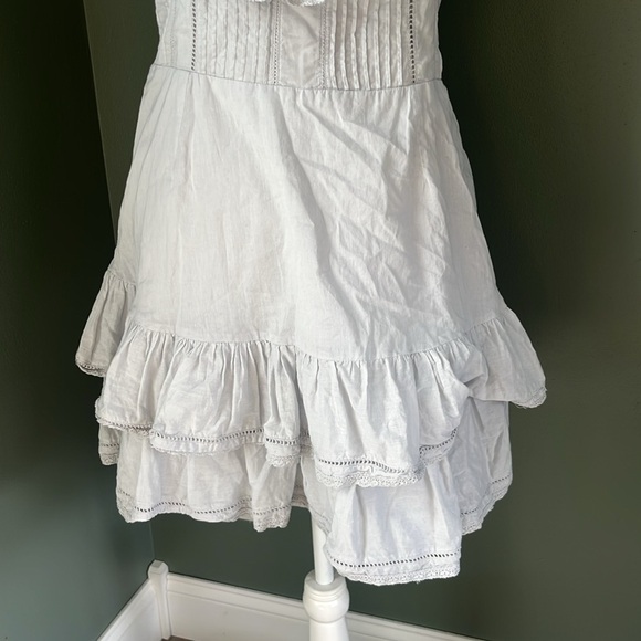 Lovers + Friends Edwin Mini Dress Ice Blue Ruffle Button - Picture 10 of 15